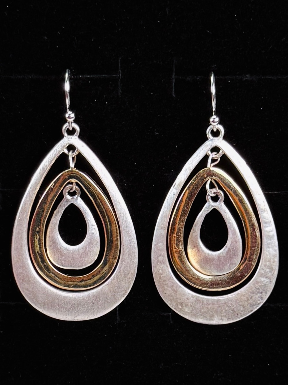 Vintage weighted, silvertone minimalist pierced earrings